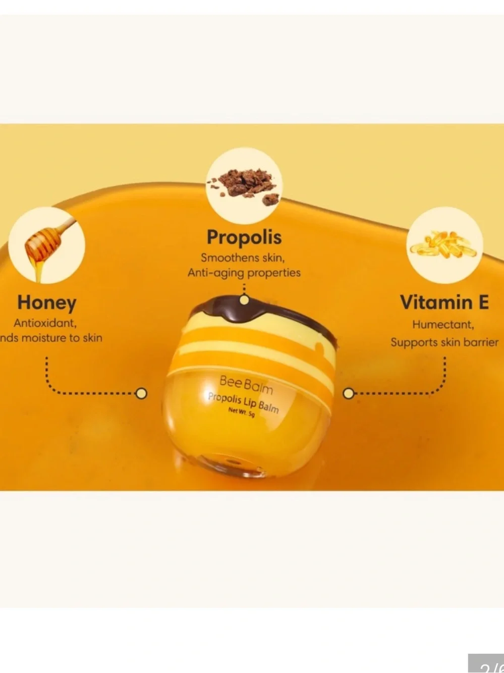 Bee Balm Propolis Lip Balm Honey Vitamin E Moisturizing Lip Treatment